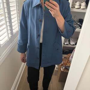 Vintage Misty Harbor Blue Trench Coat: Oversized Fall Outerwear - Size 10R